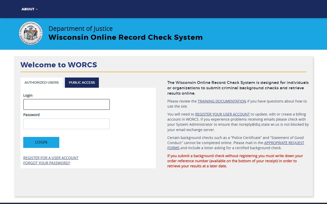 Ozaukee County court records after arrest Wisconsin WORCS criminal history portal